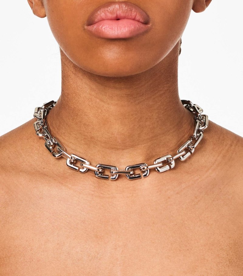 Marc Jacobs The J Marc Chain Link Necklace Women Necklace Silver USA | EI9-3953