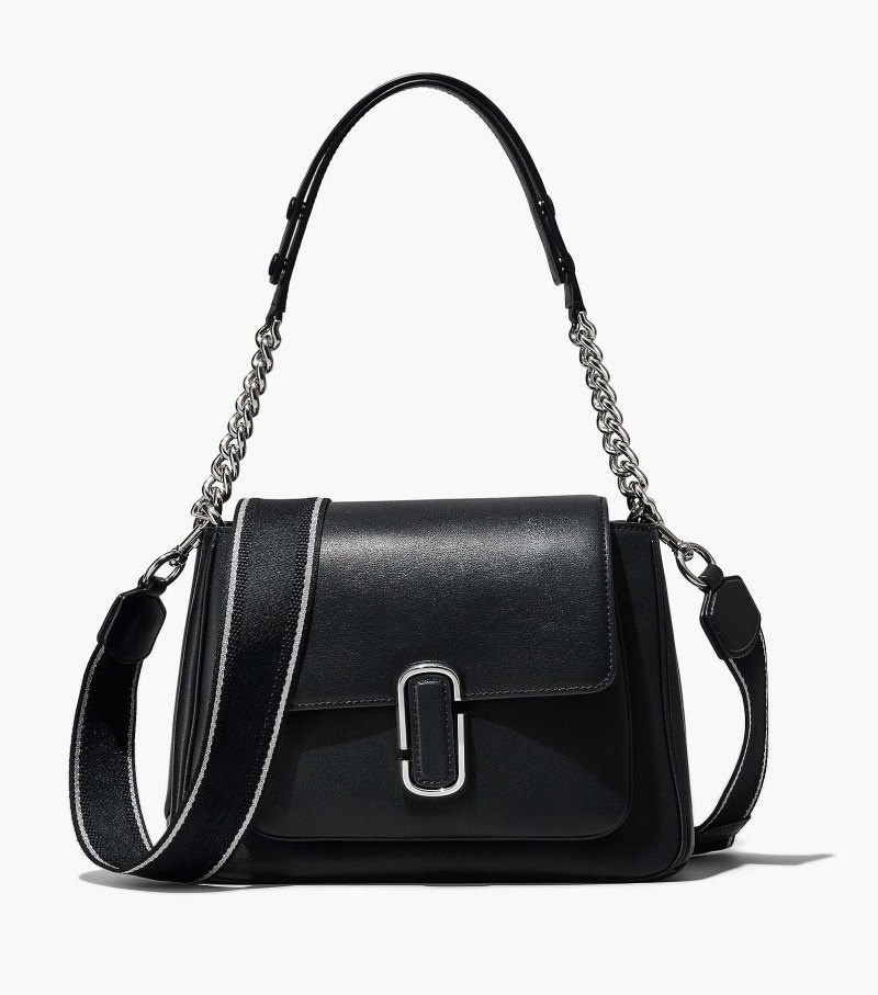 Marc Jacobs The J Marc Chain Satchel Women Satchel Bags Black / Silver USA | BD7-6259