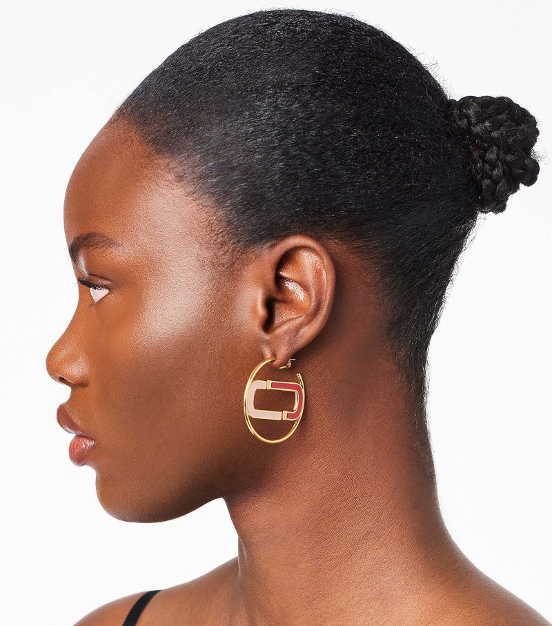Marc Jacobs The J Marc Colorblock Hoops Women Earrings Red Multicolor / Gold USA | RM1-1203