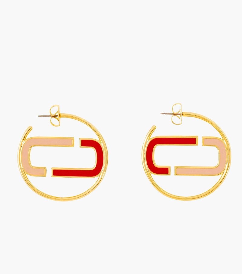Marc Jacobs The J Marc Colorblock Hoops Women Earrings Red Multicolor / Gold USA | RM1-1203