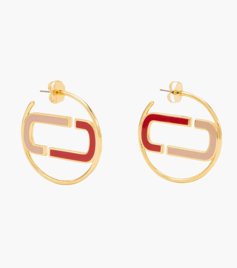 Marc Jacobs The J Marc Colorblock Hoops Women Earrings Red Multicolor / Gold USA | RM1-1203