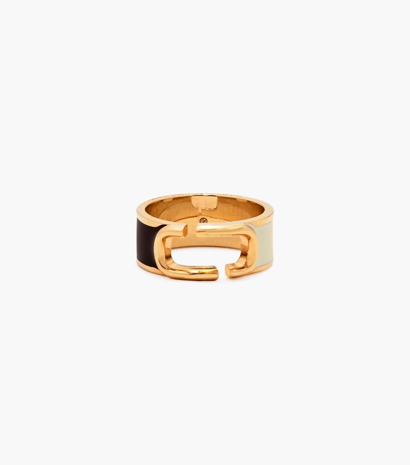 Marc Jacobs The J Marc Colorblock Ring Women Ring Black Multicolor / Gold USA | HN1-9539