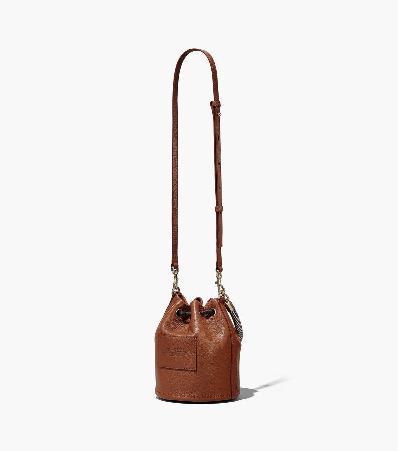Marc Jacobs The Leather Bucket Bag Women Bucket Bags Chocolate USA | GH9-3123
