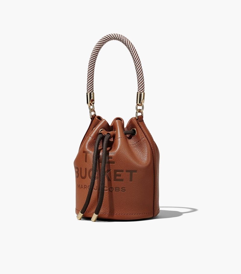 Marc Jacobs The Leather Bucket Bag Women Bucket Bags Chocolate USA | GH9-3123