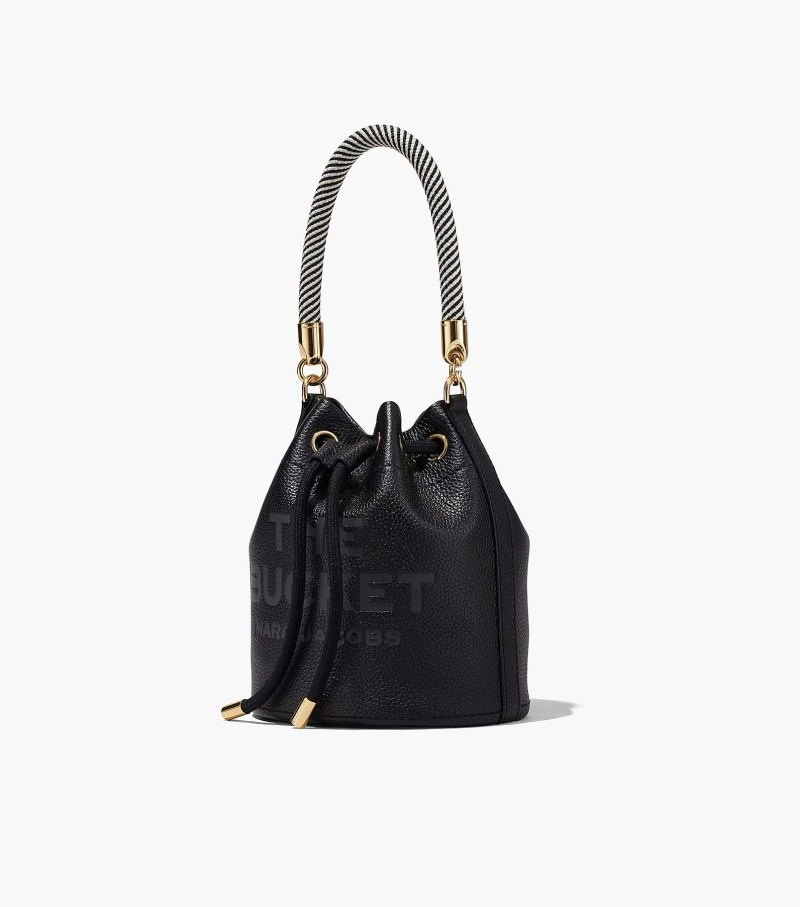 Marc Jacobs The Leather Bucket Bag Women Bucket Bags Black USA | SN4-0299