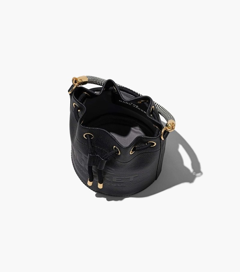 Marc Jacobs The Leather Bucket Bag Women Bucket Bags Black USA | SN4-0299