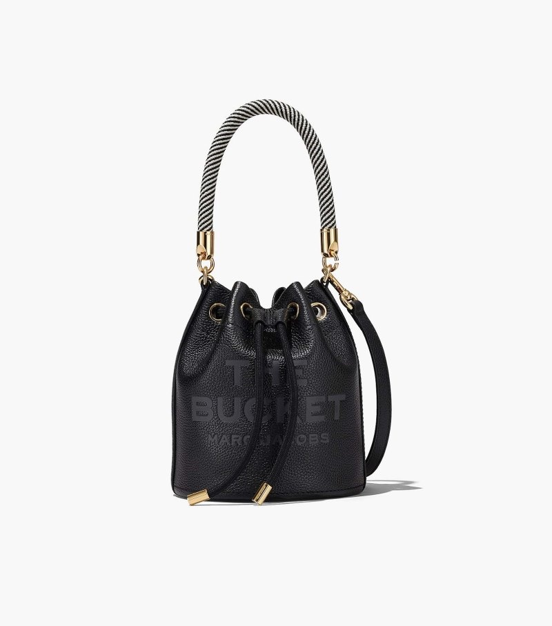 Marc Jacobs The Leather Bucket Bag Women Bucket Bags Black USA | SN4-0299