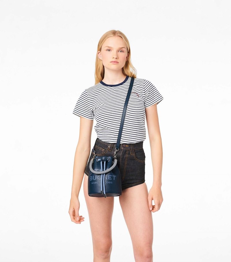 Marc Jacobs The Leather Bucket Bag Women Bucket Bags Blue USA | SH1-1006