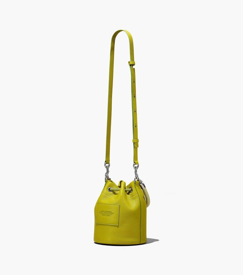Marc Jacobs The Leather Bucket Bag Women Bucket Bags Green Yellow USA | YA8-4286