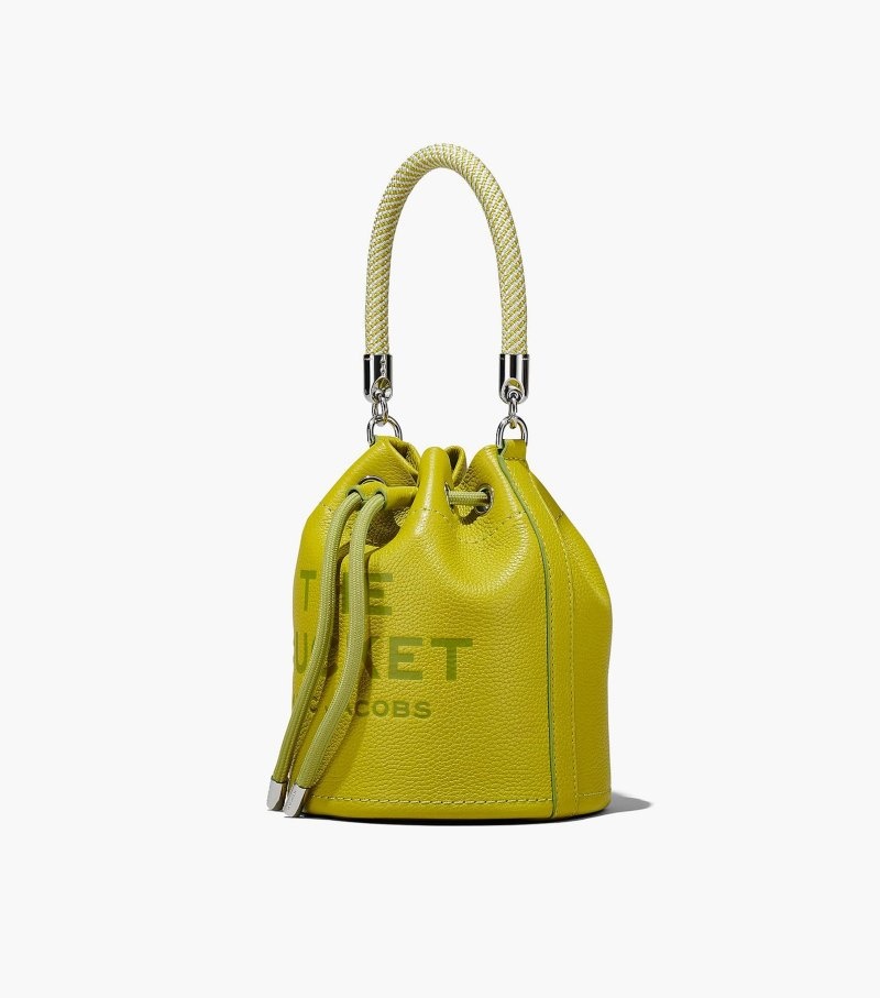 Marc Jacobs The Leather Bucket Bag Women Bucket Bags Green Yellow USA | YA8-4286