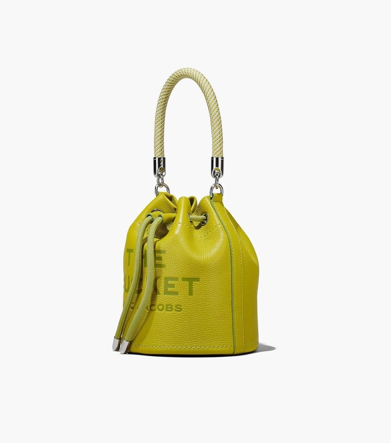 Marc Jacobs The Leather Bucket Bag Women Bucket Bags Green Yellow USA | YA8-4286