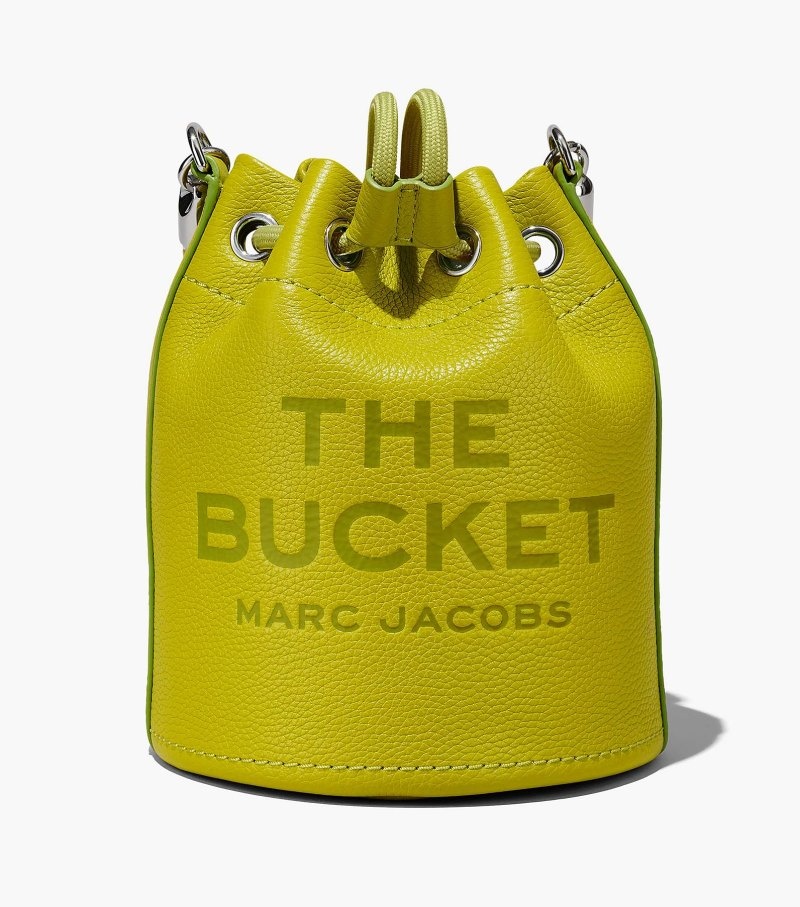 Marc Jacobs The Leather Bucket Bag Women Bucket Bags Green Yellow USA | YA8-4286