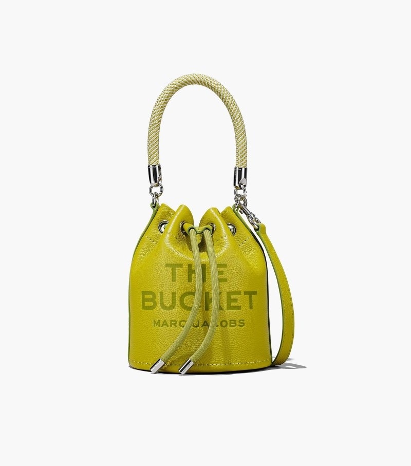 Marc Jacobs The Leather Bucket Bag Women Bucket Bags Green Yellow USA | YA8-4286