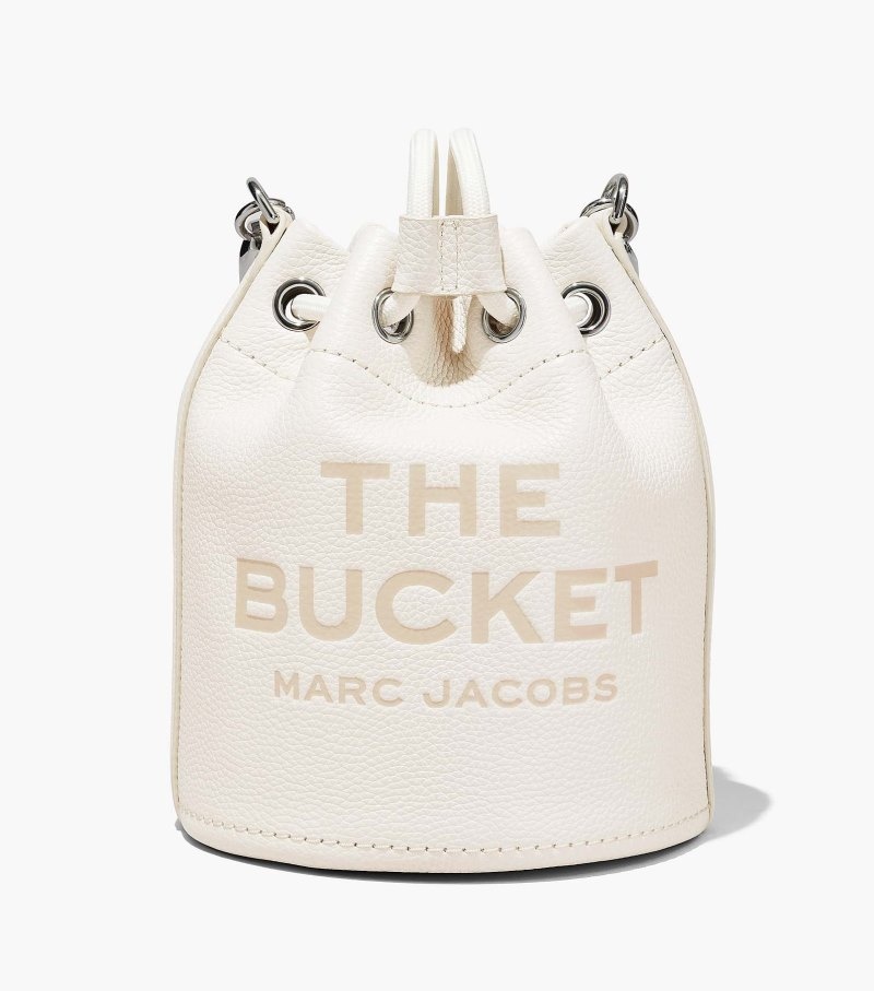 Marc Jacobs The Leather Bucket Bag Women Bucket Bags White / Silver USA | RS8-0710