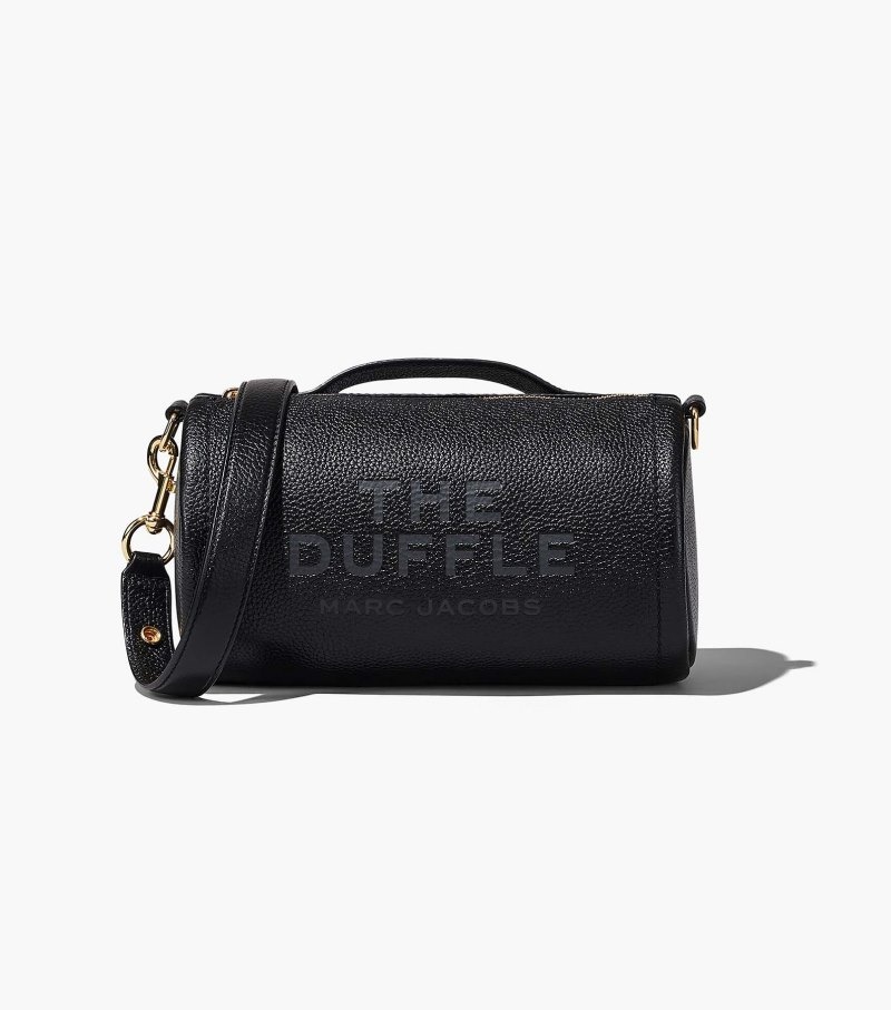 Marc Jacobs The Leather Duffle Bag Women Duffle Bags Black USA | LC8-8959