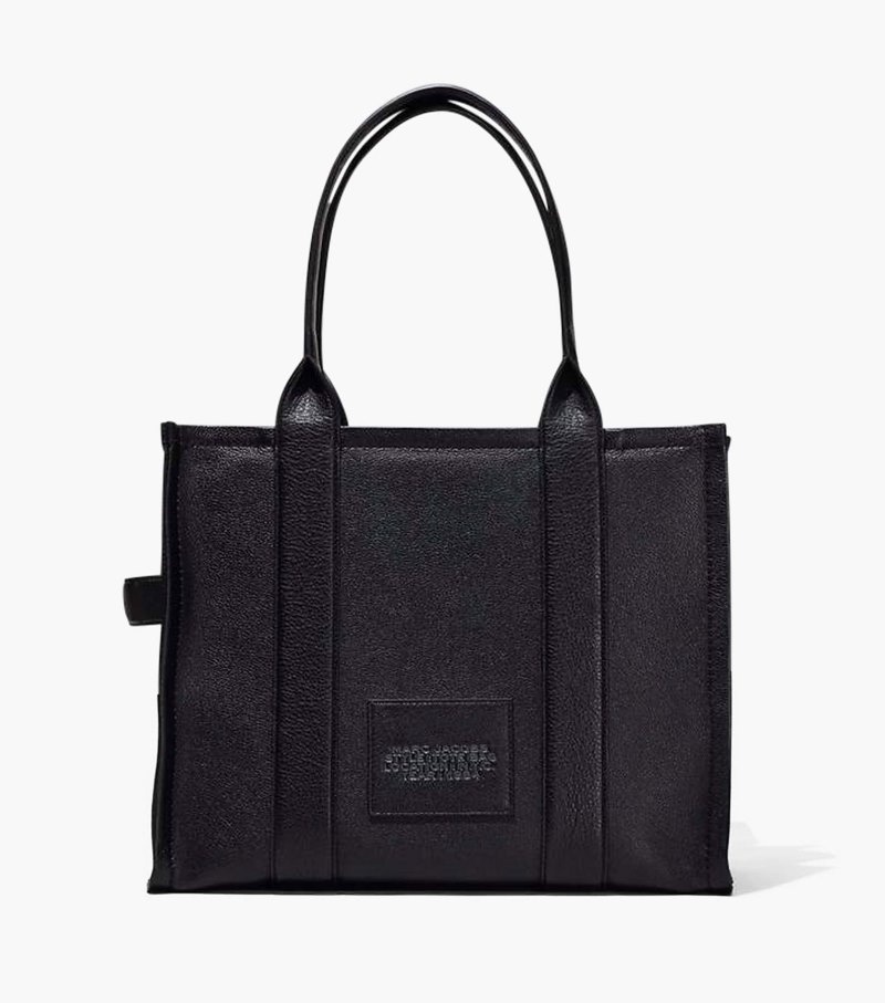 Marc Jacobs The Leather Large Tote Bag Women Tote Bags Black USA | NV2-1043