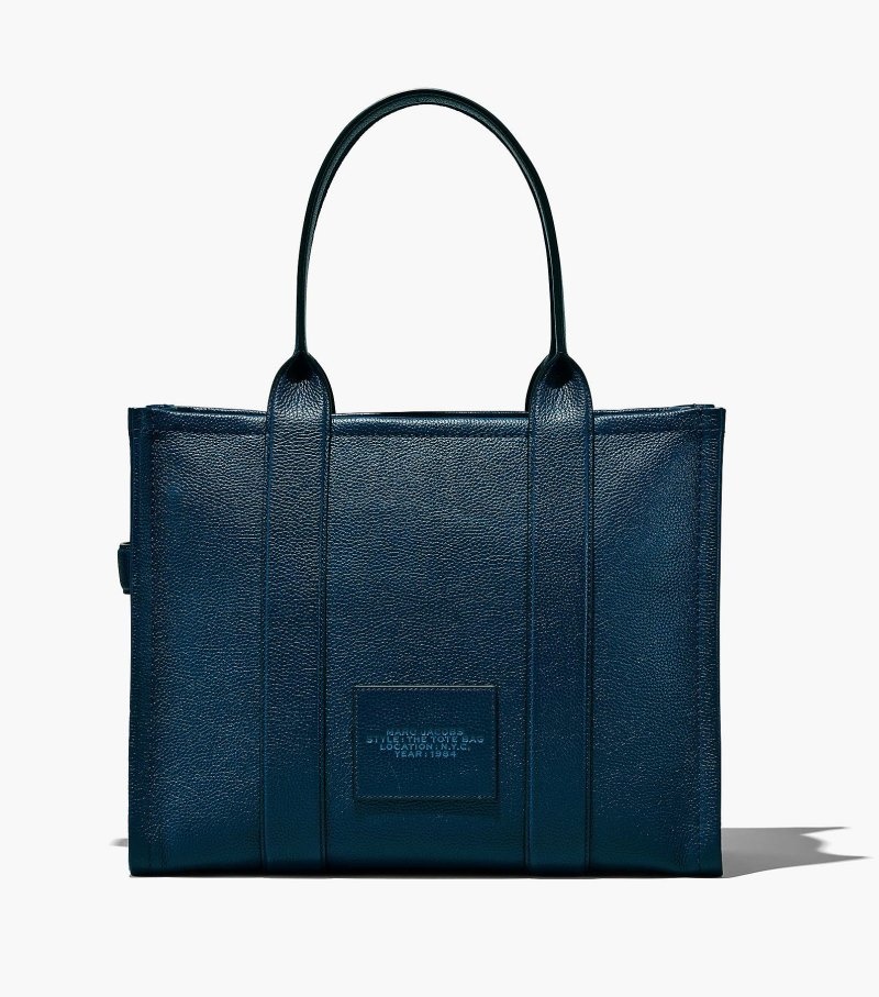 Marc Jacobs The Leather Large Tote Bag Women Tote Bags Blue USA | FR2-7851