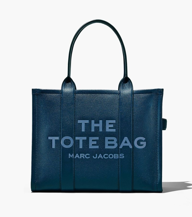 Marc Jacobs The Leather Large Tote Bag Women Tote Bags Blue USA | FR2-7851