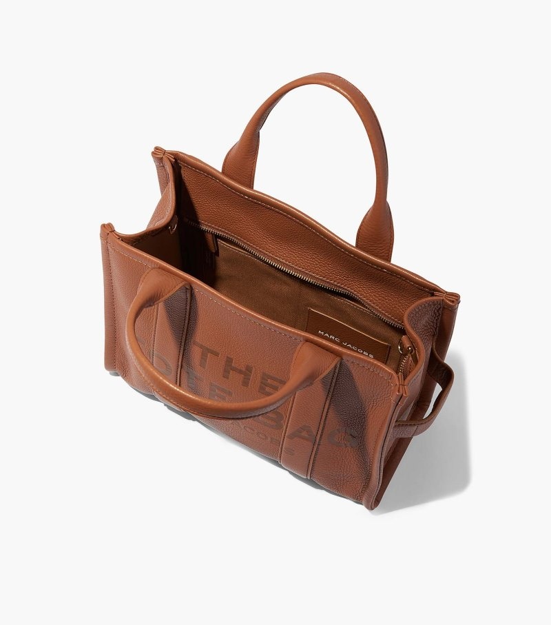 Marc Jacobs The Leather Medium Tote Bag Women Tote Bags Chocolate USA | MU4-2347