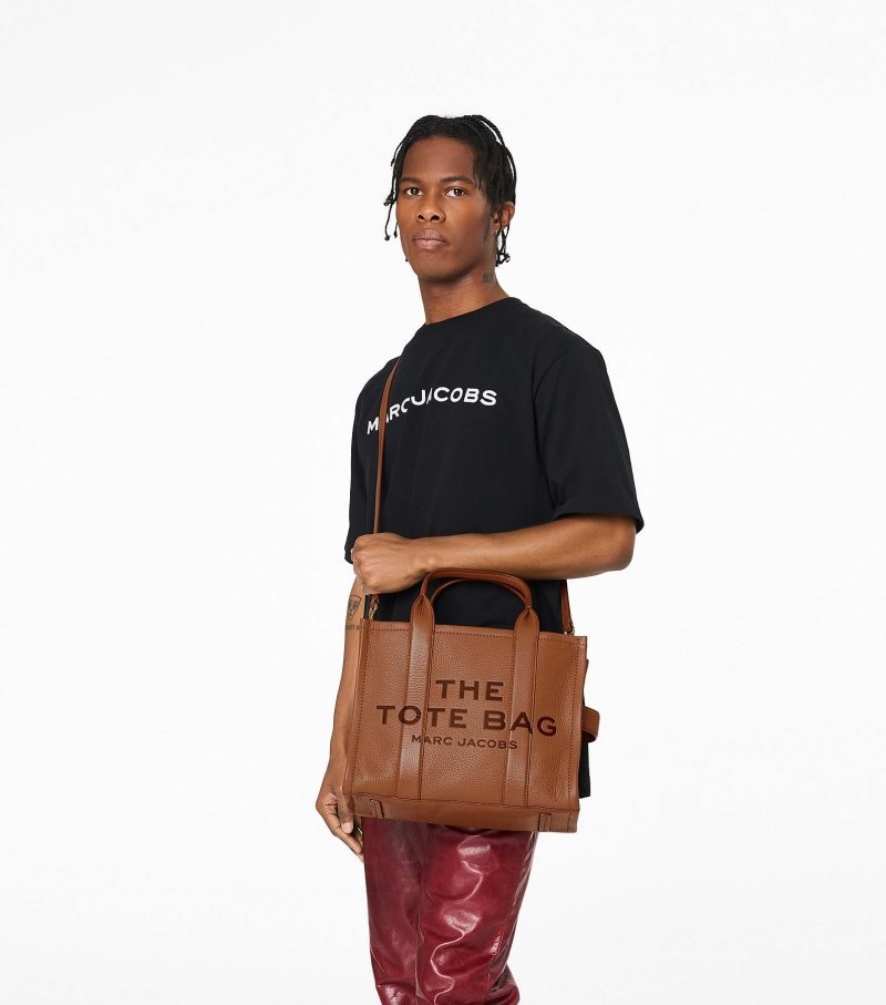 Marc Jacobs The Leather Medium Tote Bag Women Tote Bags Chocolate USA | MU4-2347