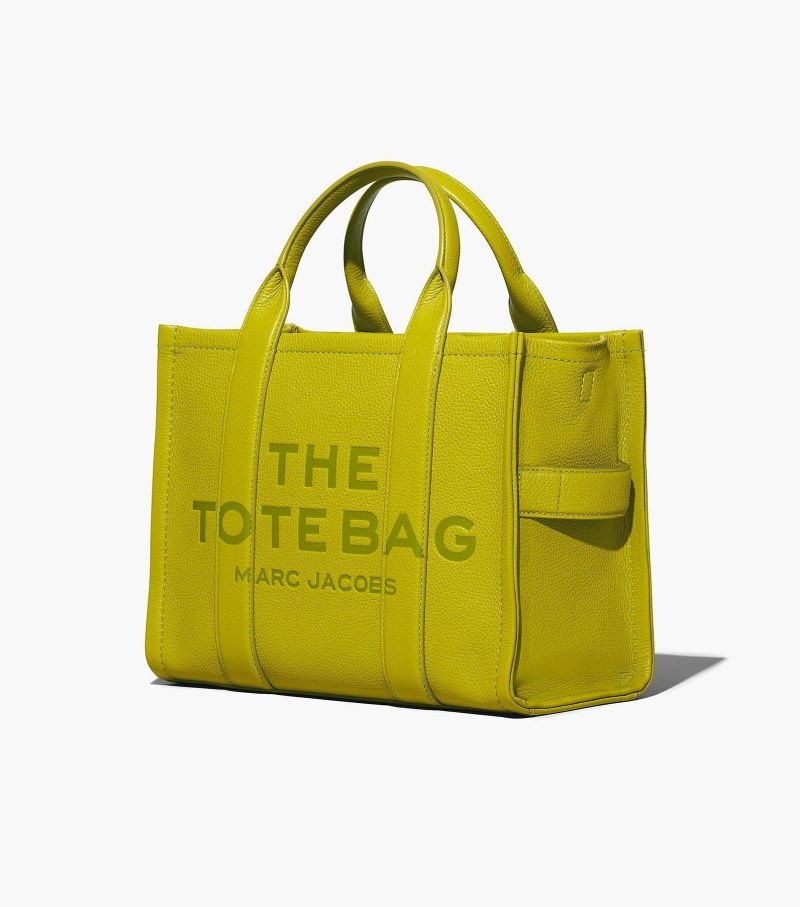 Marc Jacobs The Leather Medium Tote Bag Women Tote Bags Green Yellow USA | HK5-4804