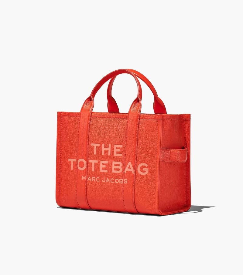 Marc Jacobs The Leather Medium Tote Bag Women Tote Bags Orange USA | HZ6-4751