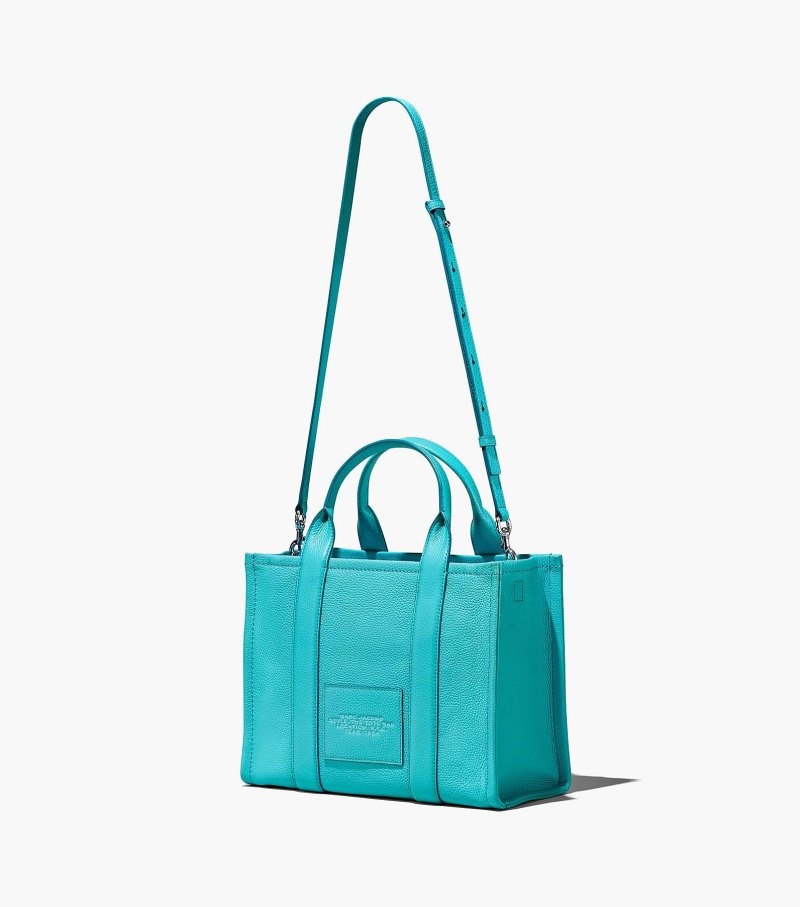 Marc Jacobs The Leather Medium Tote Bag Women Tote Bags Turquoise USA | GP7-1697
