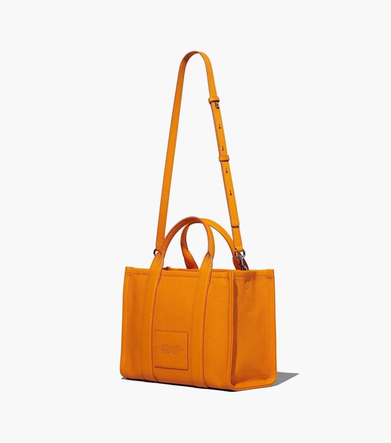 Marc Jacobs The Leather Medium Tote Bag Women Tote Bags Orange USA | ZE2-2992