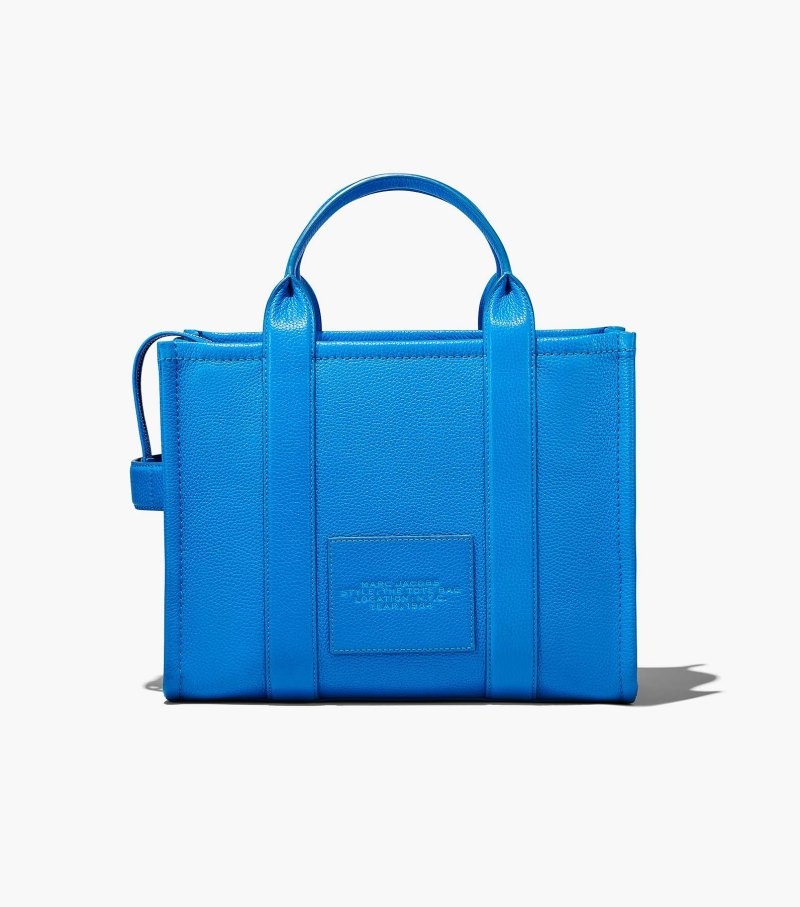Marc Jacobs The Leather Medium Tote Bag Women Tote Bags Blue USA | HK5-9338