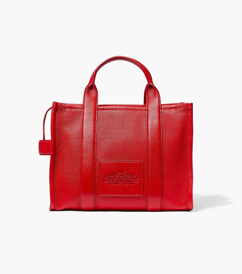 Marc Jacobs The Leather Medium Tote Bag Women Tote Bags Red USA | RG9-3686