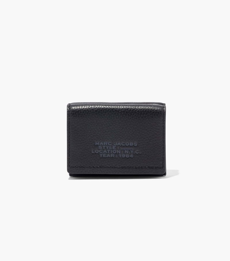 Marc Jacobs The Leather Medium Trifold Wallet Women Wallets Black USA | DB6-4981