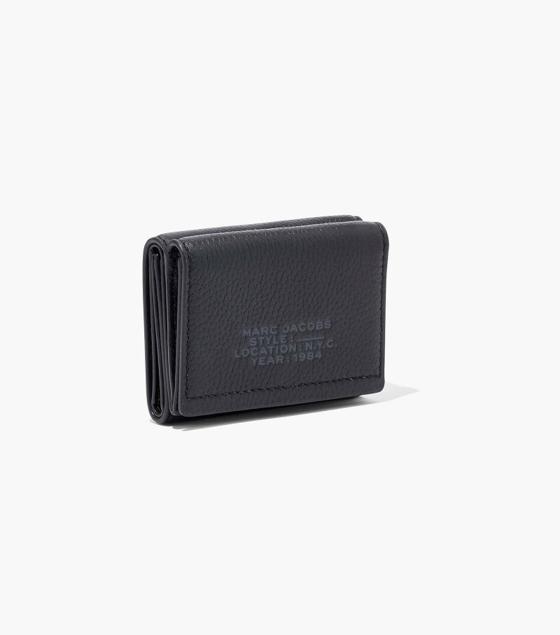 Marc Jacobs The Leather Medium Trifold Wallet Women Wallets Black USA | DB6-4981