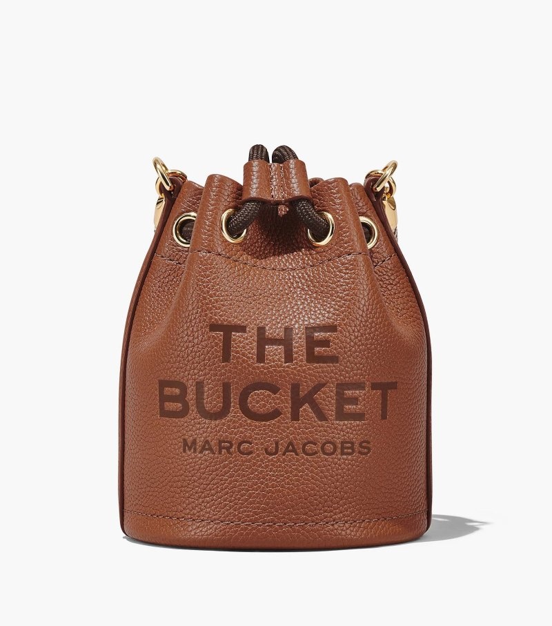 Marc Jacobs The Leather Micro Bucket Bag Women Bucket Bags Chocolate USA | HR9-9303