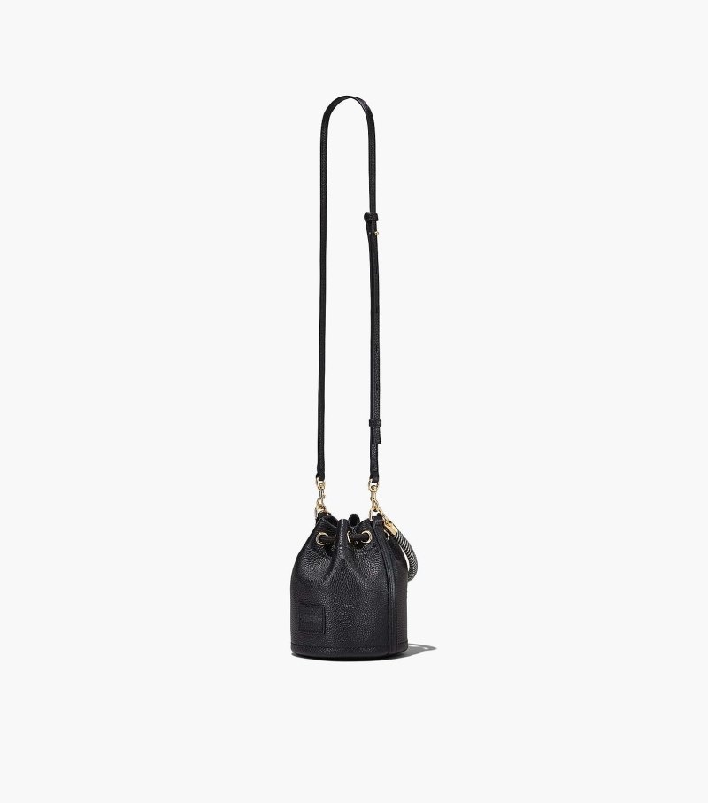 Marc Jacobs The Leather Micro Bucket Bag Women Bucket Bags Black USA | CP8-2077