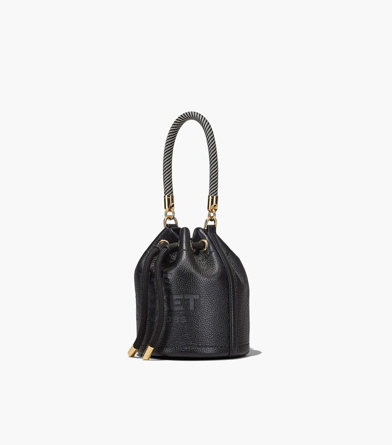 Marc Jacobs The Leather Micro Bucket Bag Women Bucket Bags Black USA | CP8-2077