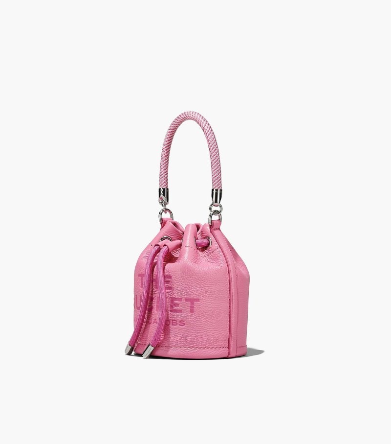 Marc Jacobs The Leather Micro Bucket Bag Women Bucket Bags Pink USA | GX9-4851
