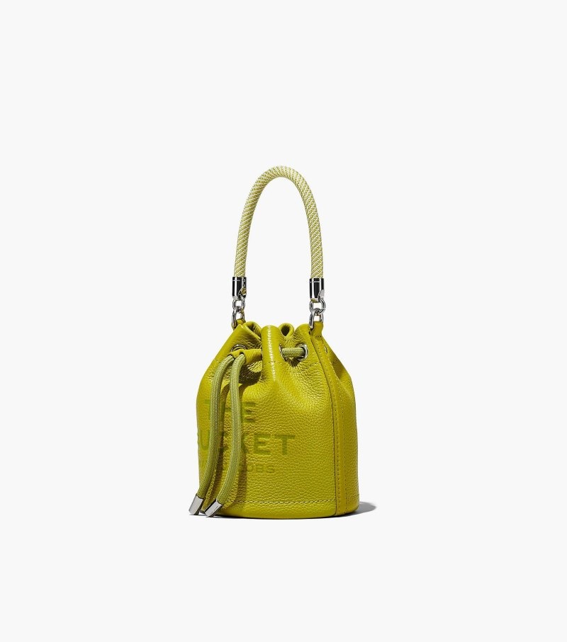 Marc Jacobs The Leather Micro Bucket Bag Women Bucket Bags Green Yellow USA | PT4-4276