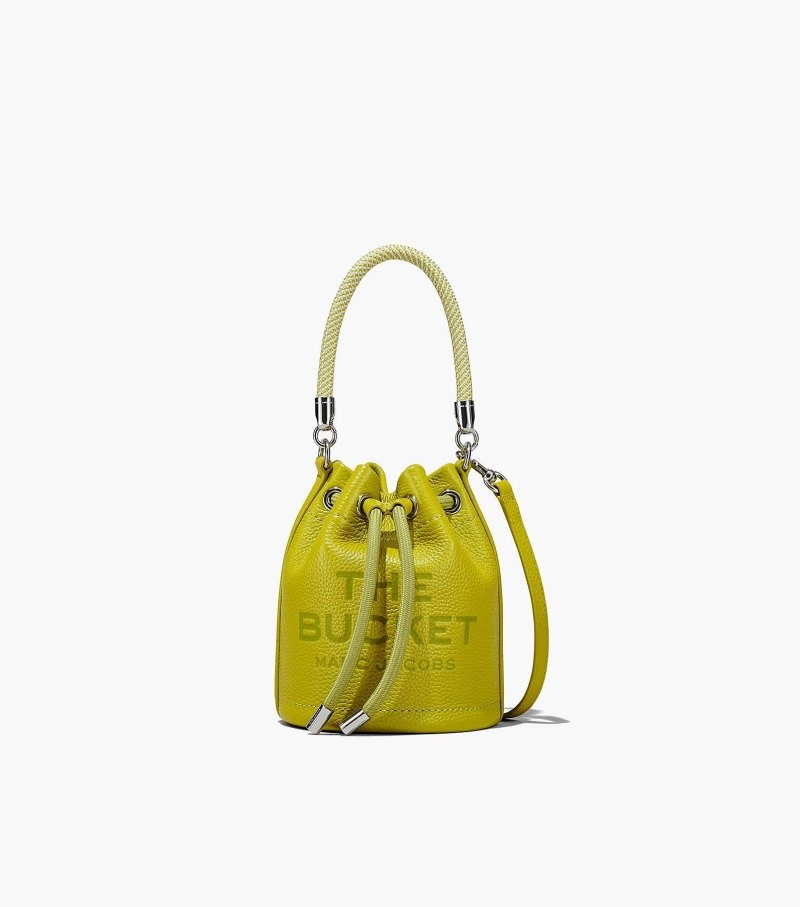 Marc Jacobs The Leather Micro Bucket Bag Women Bucket Bags Green Yellow USA | PT4-4276