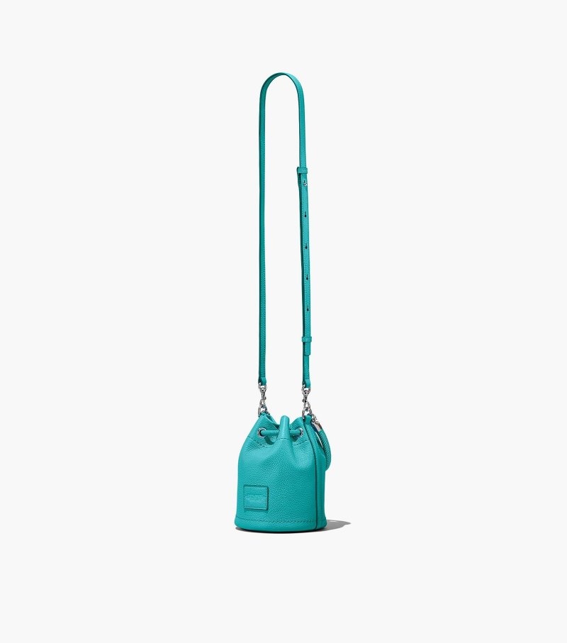 Marc Jacobs The Leather Micro Bucket Bag Women Bucket Bags Turquoise USA | NQ4-4187