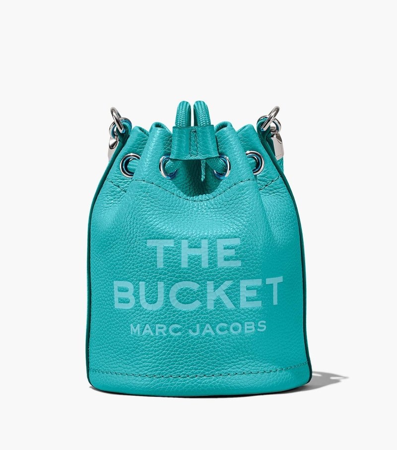 Marc Jacobs The Leather Micro Bucket Bag Women Bucket Bags Turquoise USA | NQ4-4187