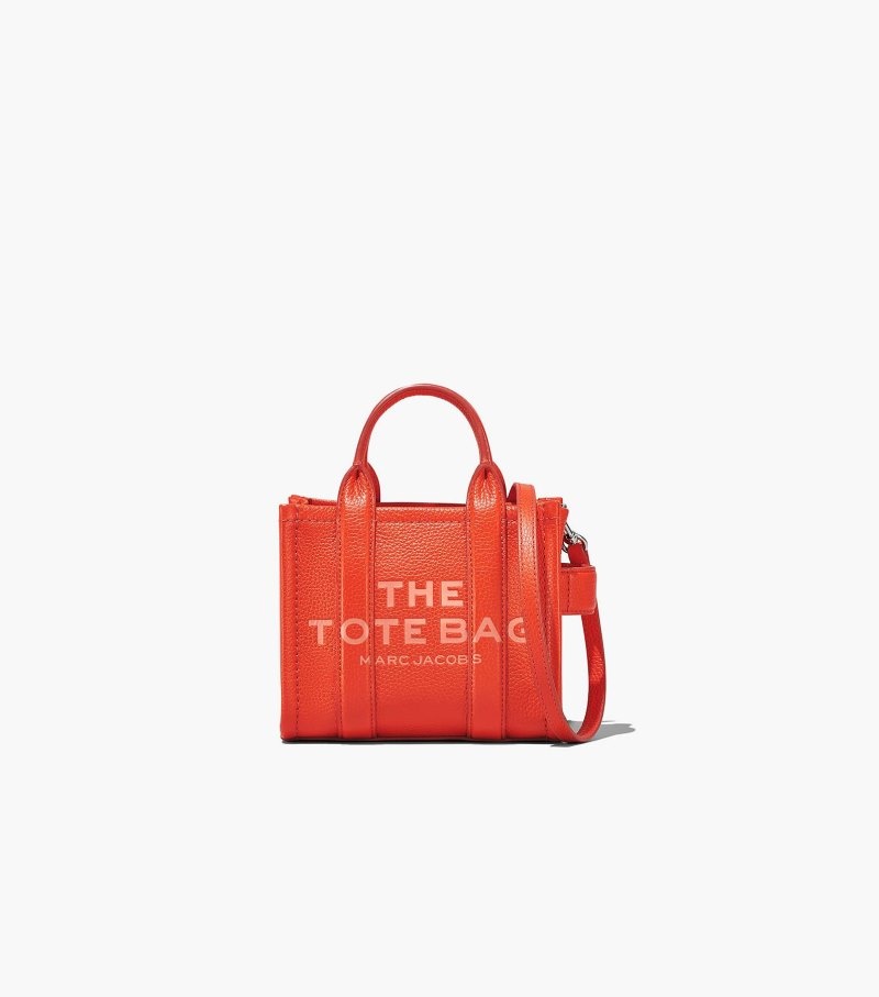 Marc Jacobs The Leather Micro Tote Bag Women Tote Bags Orange USA | DZ8-5448