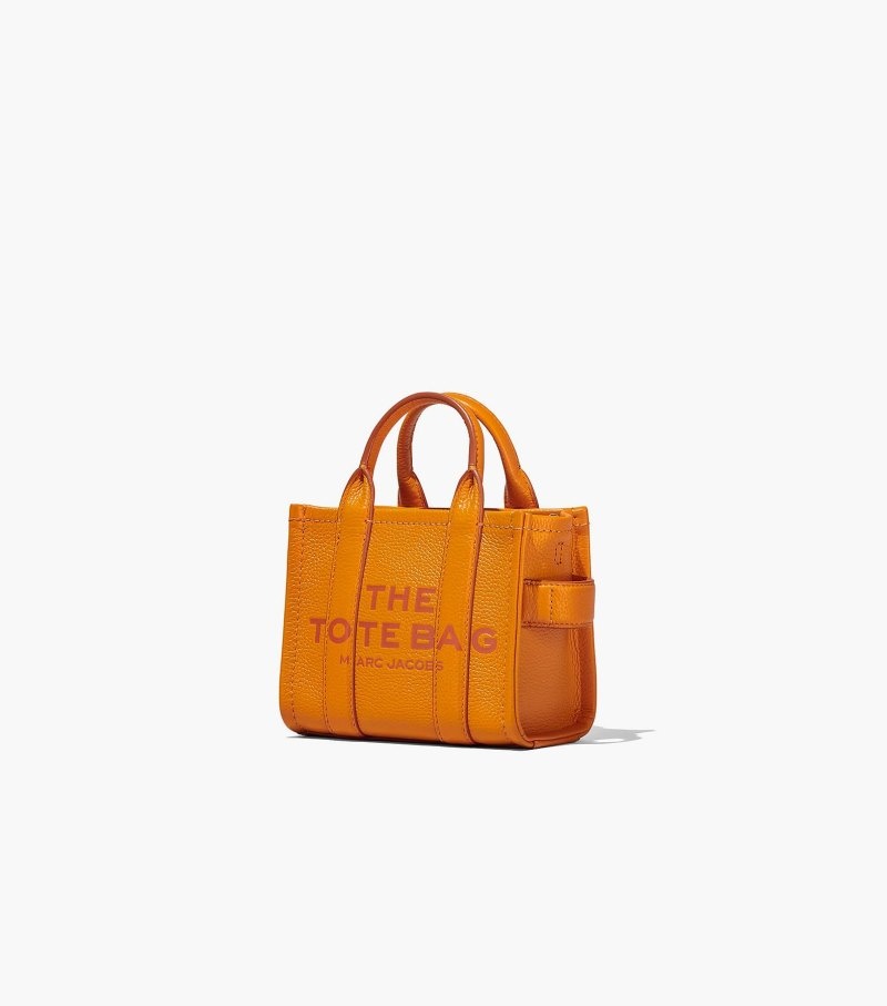 Marc Jacobs The Leather Micro Tote Bag Women Tote Bags Orange USA | FC1-6088