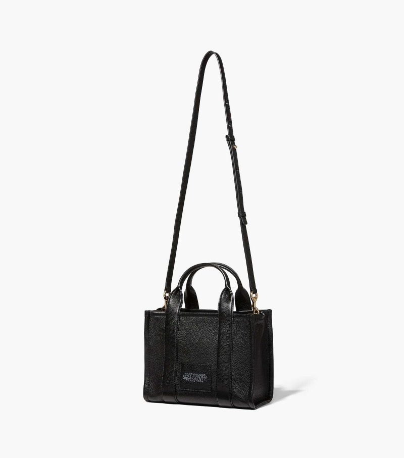 Marc Jacobs The Leather Mini Tote Bag Women Tote Bags Black USA | WP3-5567