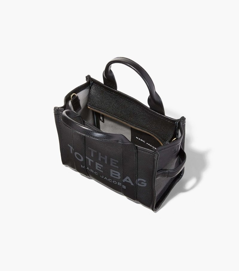 Marc Jacobs The Leather Mini Tote Bag Women Tote Bags Black USA | WP3-5567