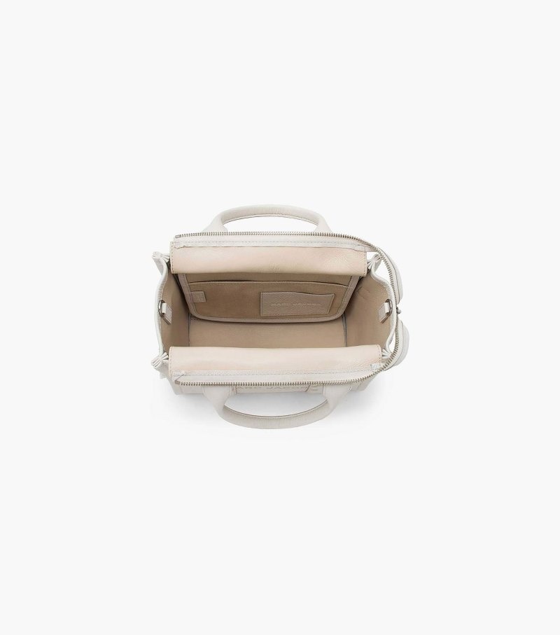Marc Jacobs The Leather Mini Tote Bag Women Tote Bags White / Silver USA | PC7-3393