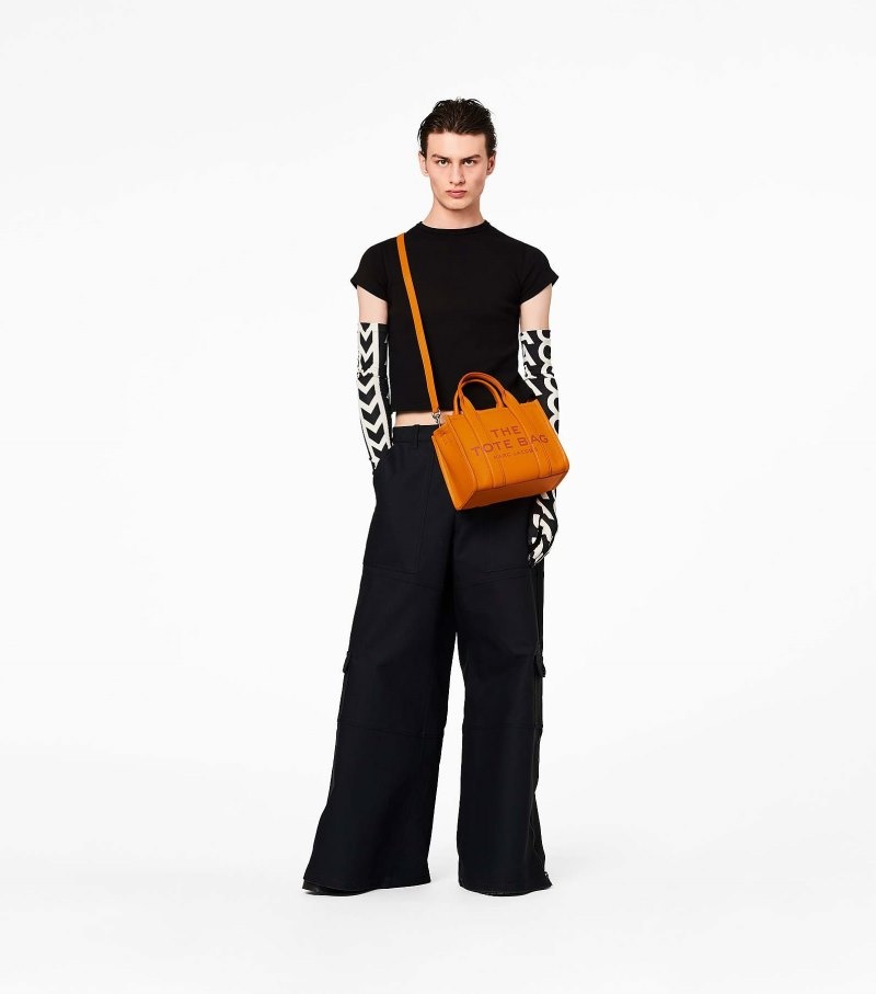 Marc Jacobs The Leather Mini Tote Bag Women Tote Bags Orange USA | MW8-5272