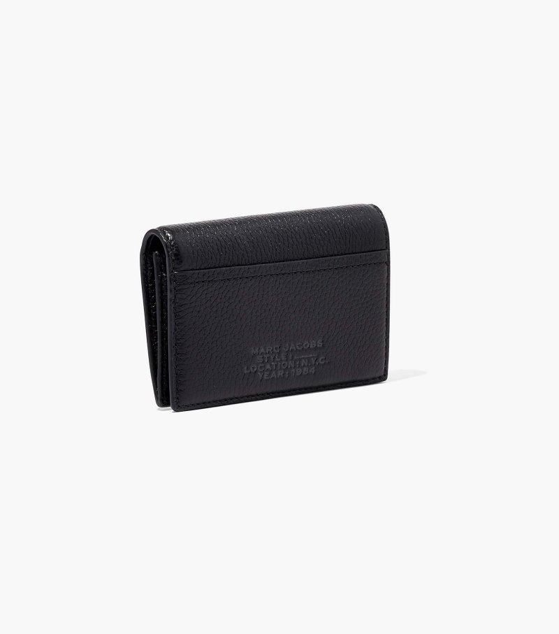 Marc Jacobs The Leather Small Bifold Wallet Women Wallets Black USA | CL1-0475