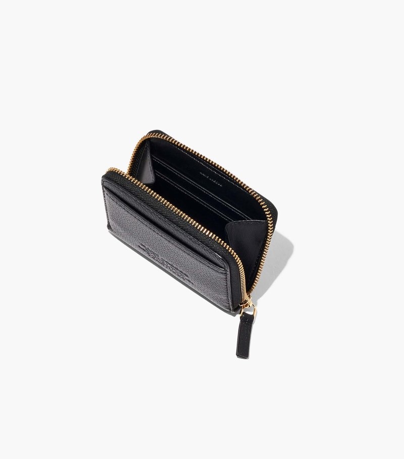 Marc Jacobs The Leather Zip Around Wallet Women Wallets Black USA | LG6-7032