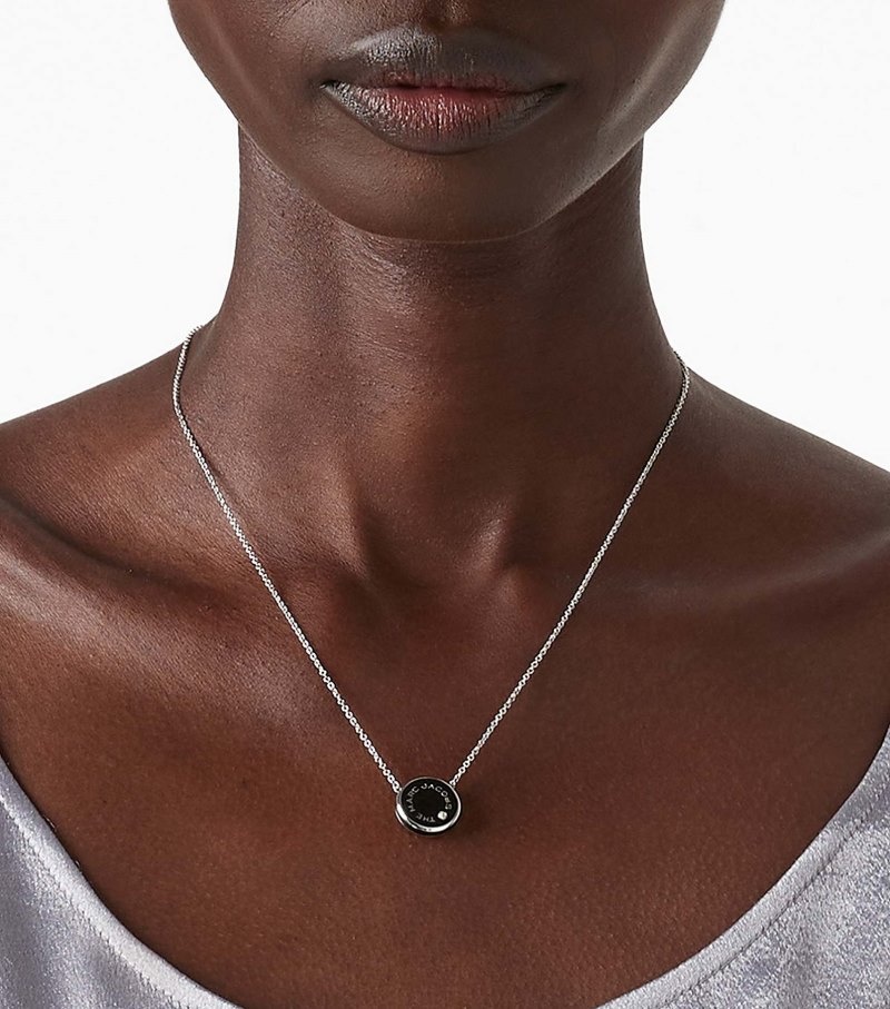 Marc Jacobs The Medallion Pendant Women Pendants Black / Silver USA | WV2-9191