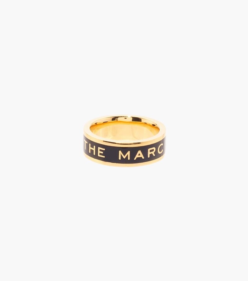 Marc Jacobs The Medallion Ring Women Ring Black / Gold USA | FH9-5695